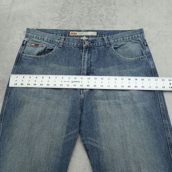 Chams Jeans Mens Size 38x31 Blue Relaxed Fit Denim Pants Stone Wash Medium - Picture 12 of 14
